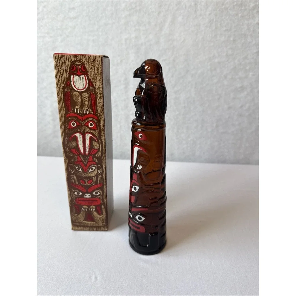 Vintage 1970s Avon Totem Pole After Shave Decanter Bottle Deep Woods Aftershave